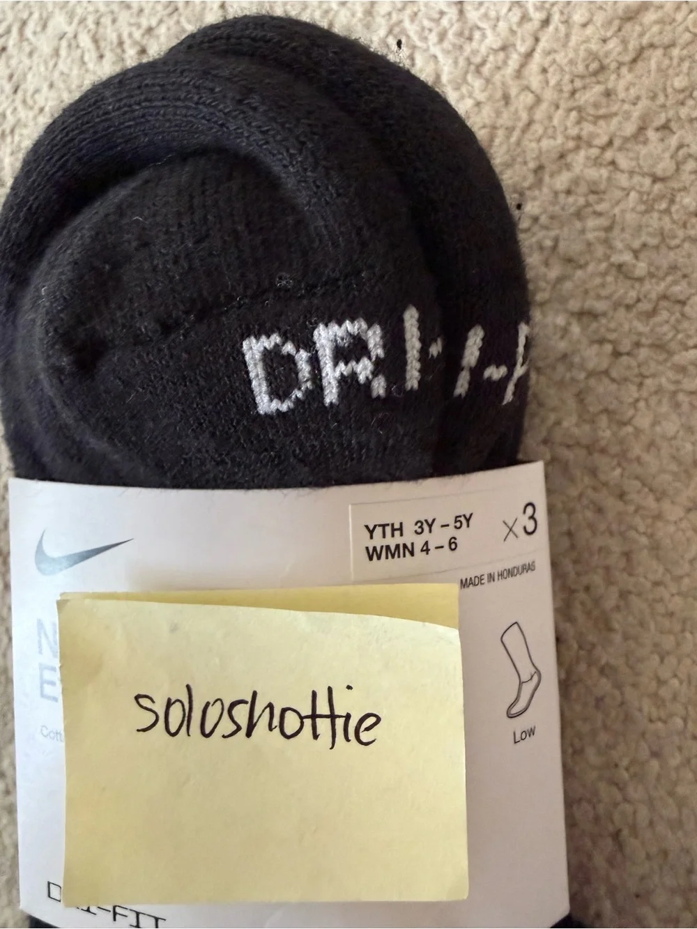 NWT! Nike Dri-FIT Low Cut Socks Black Size S